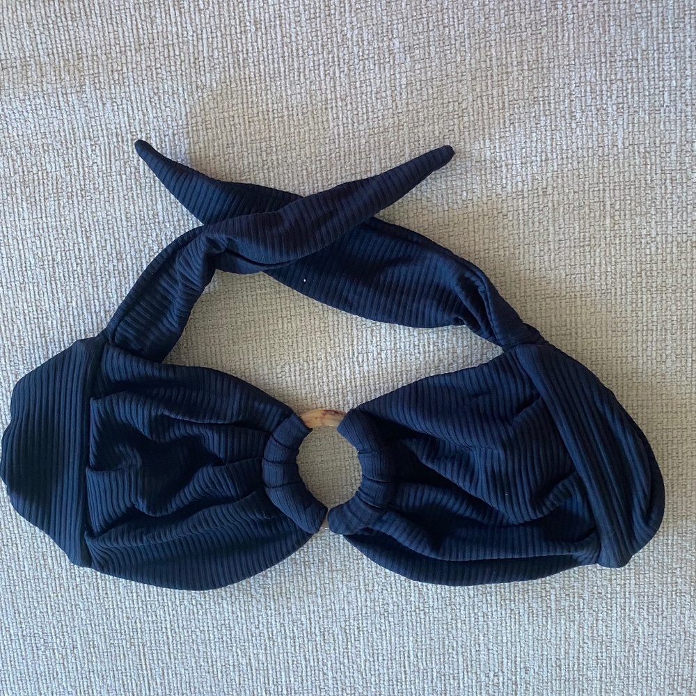 Montce Black Rib Tori Bikini Top  XL